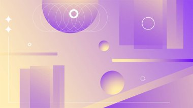 Sarı ve mor menekşe vektör, minimalist geometrik şekilli soyut gradyan arkaplan. Broşür, afiş ve kapak için fütüristik kavram arka planına sahip modaya uygun geometrik soyut tasarım