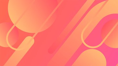 Pembe ve şeftali rengi vektör, soyut gradyan arka plan ve minimalist geometrik şekiller. Broşür, afiş, kapak, poster için fütüristik kavram arka planına sahip modaya uygun geometrik soyut tasarım
