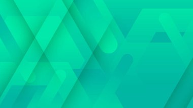 Yeşil vektör soyut minimalist gradyan geometrik şekiller arka plan. Broşür, afiş, kapak, poster için fütüristik kavram arka planına sahip modaya uygun geometrik soyut tasarım
