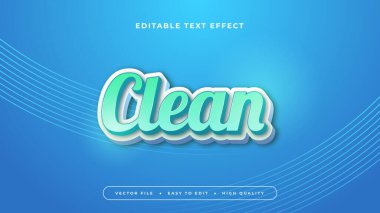 Mavi temiz 3d düzenlenebilir metin efekti - yazı tipi biçimi