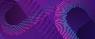 Mavi ve mor menekşe soyut teknoloji fütüristik lüks çizgiler koyu pankart vektör illüstrasyonunda üst üste biniyor. Yatay pankart şablonu. Kapak, poster, sunum, web sitesi