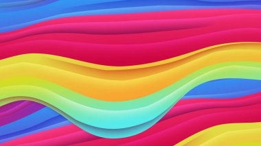 Farklı dalgalarla renkli renkli vektör soyut arkaplan. Poster, afiş, el ilanı, dergi, kapak, broşür, festival için dinamik renk derecelendirme tasarımı