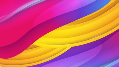 Farklı dalgalarla renkli renkli vektör soyut arkaplan. Poster, afiş, el ilanı, dergi, kapak, broşür, festival için dinamik renk derecelendirme tasarımı