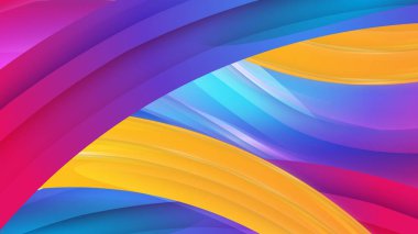 Renkli renkli vektör dalgalı soyut arkaplan. Poster, afiş, el ilanı, dergi, kapak, broşür, festival için dinamik renk derecelendirme tasarımı