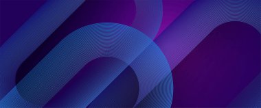 Mavi ve mor menekşe soyut teknoloji fütüristik lüks çizgiler koyu pankart vektör illüstrasyonunda üst üste biniyor. Parlak geometrik çizgileri olan soyut, zarif mavi arkaplan.