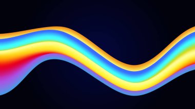 Dalgalı şekilli renkli vektör çizimi soyut arkaplan. Poster, afiş, el ilanı, dergi, kapak, broşür, festival için dinamik renk derecelendirme tasarımı