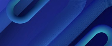 Geometrik parlak çizgili çizgili mavi soyut bir pankart. Modern parlak çizgiler. Gelecekçi teknoloji konsepti. Parlak geometrik çizgileri olan soyut, zarif mavi arkaplan.