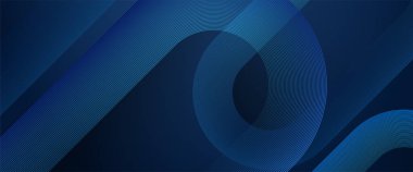 Mavi modern fütürist soyut çizgi afişi. Yatay pankart şablonu. Kapak, poster, sunum, web sitesi