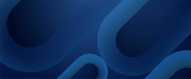 Geometrik parlak çizgili çizgili mavi soyut bir pankart. Modern parlak çizgiler. Gelecekçi teknoloji konsepti. Gelecekteki teknoloji konsepti. Yatay pankart şablonu