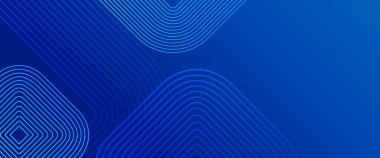 Geometrik parlak çizgili çizgili mavi soyut bir pankart. Modern parlak çizgiler. Gelecekçi teknoloji konsepti. Gelecekçi teknoloji konsepti. Poster, afiş, broşür, şirket kıyafeti