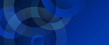 Mavi, modern, parlak çizgileri olan soyut vektör pankartı. Gelecekçi teknoloji konsepti. Poster, afiş, broşür, şirket, web sitesi