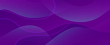 Mor menekşe fütüristik, parlak geometrik çizgileri olan soyut dinamik bayrak. Gelecekçi teknoloji konsepti. Poster, afiş, broşür, şirket, web sitesi