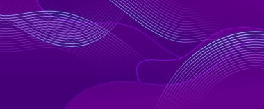 Mor menekşe modern fütürist vektör soyut afişi. Parlak çizgileri var. Gelecekçi teknoloji konsepti. Poster, afiş, broşür, şirket, web sitesi