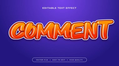 Mavi ve turuncu yorum 3d düzenlenebilir metin efekti - yazı tipi. Sosyal medya, gönderi, hikaye, besleme, video ve şablon için metin efekti