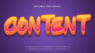 Sarı pembe ve mor içerik 3d düzenlenebilir metin efekti - yazı tipi. Sosyal medya, gönderi, hikaye, besleme, video ve şablon için metin efekti