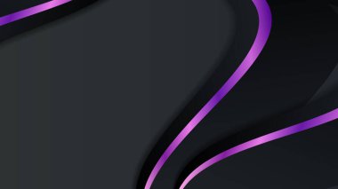 Yaratıcı tasarım, yatay eğri, standart vektör illüstrasyon şablonu içeren özel mor siyah isim kartı ve iş kartı.