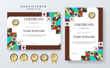 Sertifika renkli şablon. Modern tasarım veya hediye çeki diploması. Vektör illüstrasyonu.