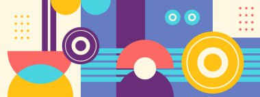 Mozaik kaplamaları. Bauhaus tarzı kitapçık, broşür sayfası. Geometri, mozaik soyut desen. Gelecek, modern poster, afiş. Retro şirket mozaik kapağı. Dinamik asgari uçucu. Vektör illüstrasyonu.