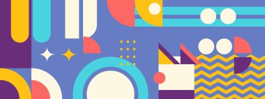 Kusursuz Pop Şablonu ve Renkli Soyut Geometrik Şekil. Döşeme Duvar Kağıdı