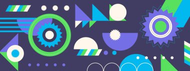 Soyut Geometrik Desen Sanatı. Retro renkler ve renk arkaplanı. Renkli geometrik şekilli şebeke. Modern tanıtım broşürü, arkaplan, broşür, model.