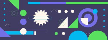 Yaratıcı soyut şekillere sahip renkli geometrik kusursuz desenli çizimler. Modern İskandinav tarzı arka plan baskısı. Modaya uygun parlak semboller ve minimalist şekil, doku, geometrik kolaj.