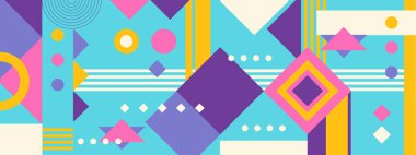 Geometrik mozaik, Bauhaus deseni. Modern geometri figürü, şekil. Bauhaus. Geometrik mozaik. Asgari duvar resmi dokusu. İskandinav. Geometrik mozaik parmak izi. 50 'ler, 60' lar, eski duvar kağıtları. Vektör illüstrasyonu