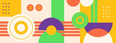 Mozaik kaplamaları. Bauhaus tarzı kitapçık, broşür sayfası. Geometri, mozaik soyut desen. Gelecek, modern poster, afiş. Retro şirket mozaik kapağı. Dinamik asgari uçucu. Vektör illüstrasyonu.