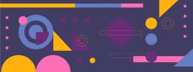 Geometrik mozaik, Bauhaus deseni. Modern geometri figürü, şekil. Bauhaus. Geometrik mozaik. Asgari duvar resmi dokusu. İskandinav. Geometrik mozaik parmak izi. 50 'ler, 60' lar, eski duvar kağıtları. Vektör illüstrasyonu