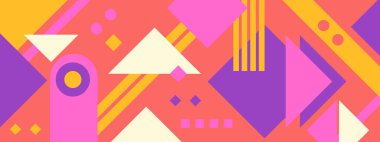 Kusursuz Pop Şablonu ve Renkli Soyut Geometrik Şekil. Döşeme Duvar Kağıdı