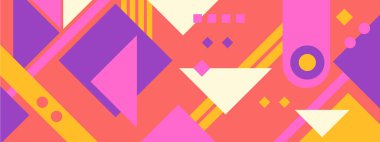 Yaratıcı soyut şekillere sahip renkli geometrik kusursuz desenli çizimler. Modern İskandinav tarzı arka plan baskısı. Modaya uygun parlak semboller ve minimalist şekil, doku, geometrik kolaj.