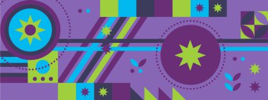 Soyut geometrik arkaplanlar, 70 'lerin retro tarzında izole edilmiş vektör tasarım elementleri, renkli geometrik şekilli modern modüler bileşimler,.