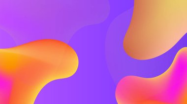 Akışkan gradyan arka plan vektörü. Renkli, canlı organik şekilli ve sıvı renkli şirin ve minimal tarz posterler. Sosyal medya için modern duvar kağıdı tasarımı, idol posteri, afiş, broşür.