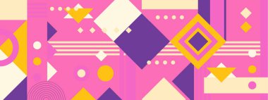 Yaratıcı soyut şekillere sahip renkli geometrik kusursuz desenli çizimler. Modern İskandinav tarzı arka plan baskısı. Modaya uygun parlak semboller ve minimalist şekil, doku, geometrik kolaj.