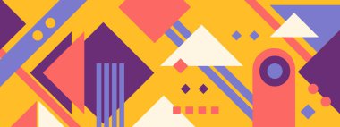 Kusursuz Pop Şablonu ve Renkli Soyut Geometrik Şekil. Döşeme Duvar Kağıdı