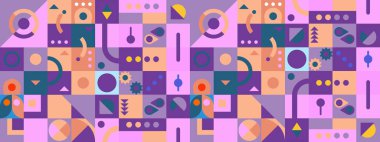 vektör düz mozaik yatay kart şablonu