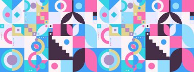 vektör düz mozaik yatay kart şablonu