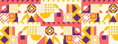 Geometrik şekilli vektör düz mozaik arkaplan