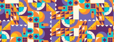 Geometrik şekilli vektör düz mozaik arkaplan