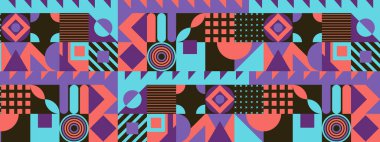 Geometrik şekilli vektör düz mozaik arkaplan