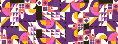 Geometrik şekilli vektör düz mozaik arkaplan