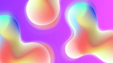 Akışkan gradyan arka plan vektörü. Renkli, canlı organik şekilli ve sıvı renkli şirin ve minimal tarz posterler. Sosyal medya için modern duvar kağıdı tasarımı, idol posteri, afiş, broşür.