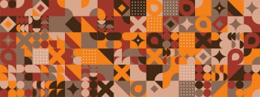 Turuncu ve kahverengi şekilli modern geometrik bayrak