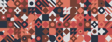 Şekilli kırmızı ve beyaz modern geometrik bayrak