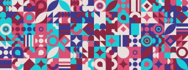 Mavi bordo ve pembe modern geometrik şekilli bayrak