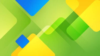 Modern renkli soyut geometrik afiş arkaplanı. Kare, üçgen, daire ve geometrik şekilli teknoloji pankartı. Vektör soyut grafik tasarım pankart şablonu.