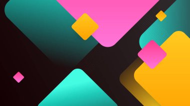 Renkli geometrik şekillere sahip soyut arkaplan kümesi