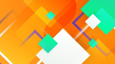 Modern renkli mavi soyut geometrik afiş arkaplanı. Kare, üçgen, daire ve geometrik şekilli teknoloji pankartı. Vektör soyut grafik tasarım pankart şablonu.