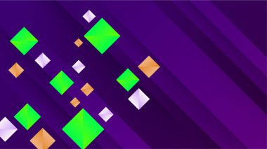 Modern renkli soyut geometrik afiş arkaplanı. Kare, üçgen, daire ve geometrik şekilli teknoloji pankartı. Vektör soyut grafik tasarım pankart şablonu.