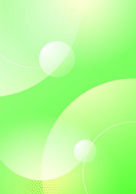 Daireler şeklinde yeşil gradyan yıllık broşür tasarım şablonu. Vektör illüstrasyonu, Broşür kapağı sunumu için kullan soyut düz arkaplan, A4 boyutunda yerleşim