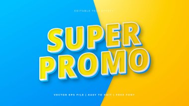 Mavi ve sarı süper promosyon modern metin efekti arka planı